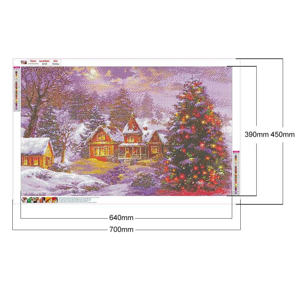 Diamond Painting - Full Round Drill - Christmas Tree Snow Town(70*45cm)