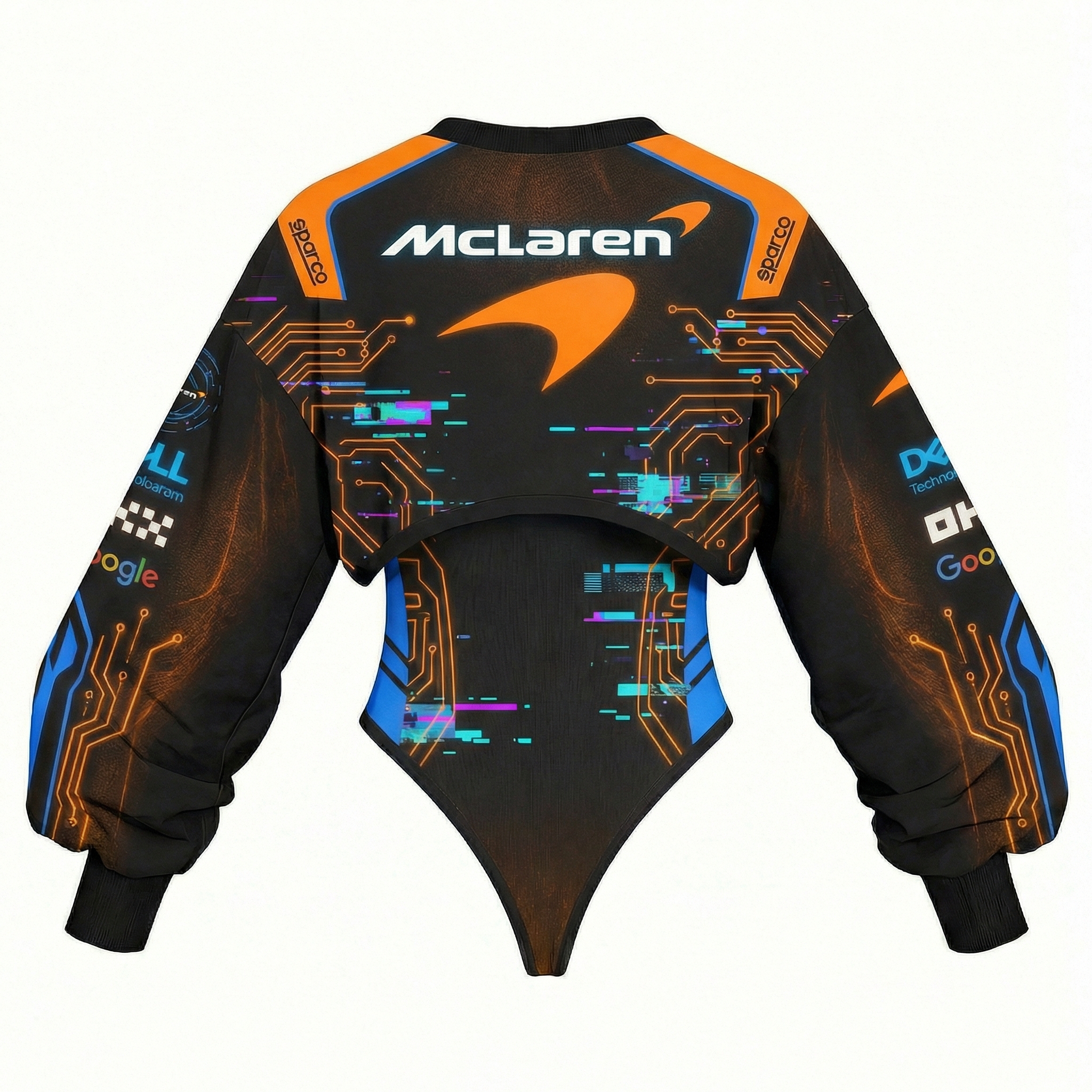 Women's Racing Team Logo Digitally Printed Tights Irregular Sweatshirt Set