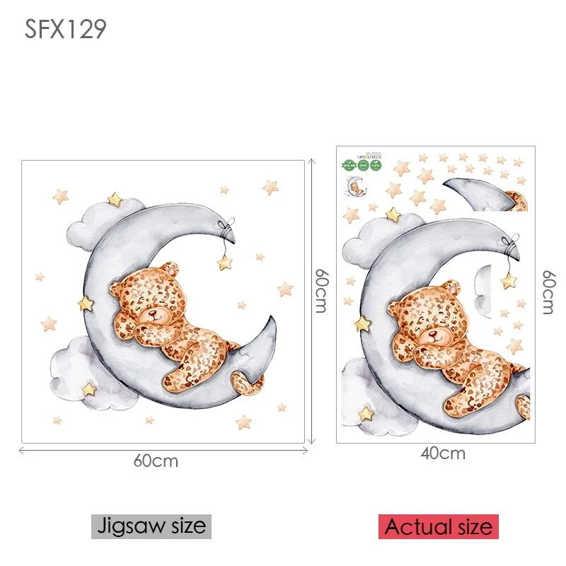 Elephant Giraffe Wall Stickers Child Wall Decorative Vinyl Animal Pattern Moon Wall Stickers For Children's Room Kids Rooms