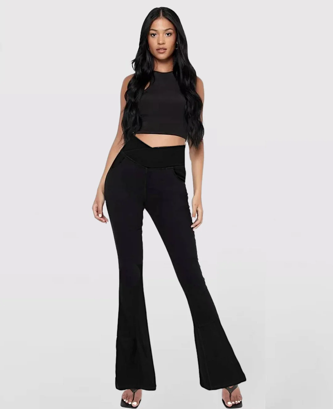 🍑Flash Black Friday Deal👖High Waisted Crossover Pocket Stretchy Flare Jeans