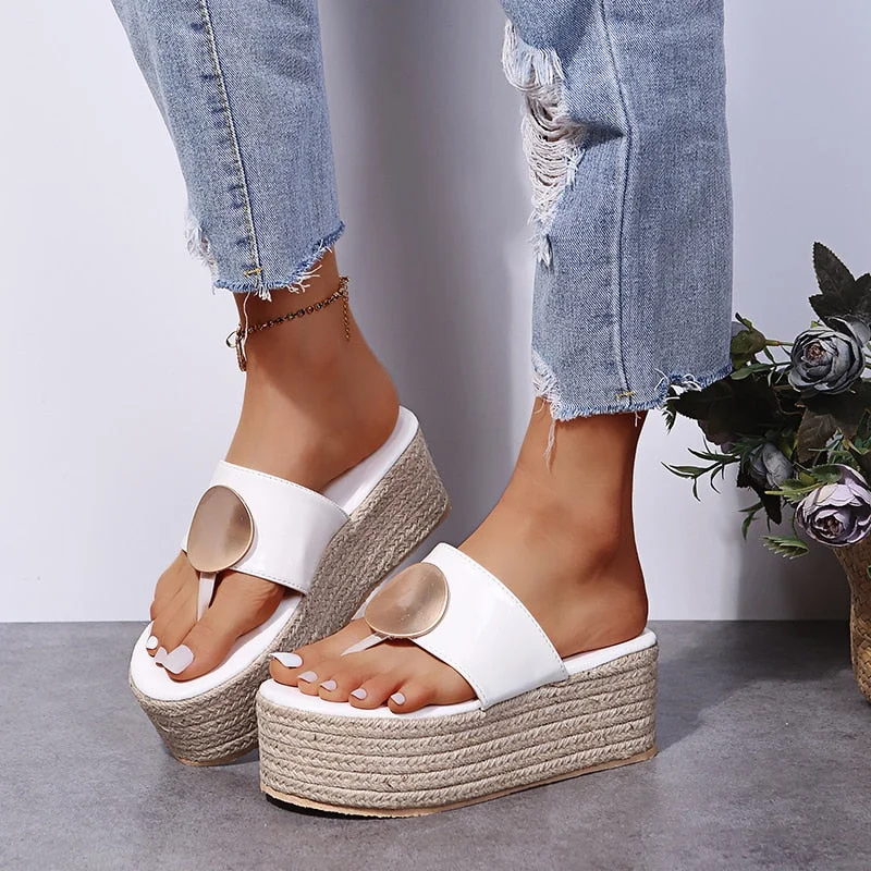 Women's Slippers Summer Shoes Beach Casual Shoes Sexy Flip Flops Female Slides Bohemian Shoes Wedge Flip Flops