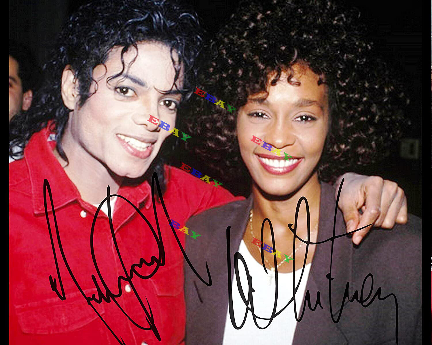 Michael Jackson & Whitney Houston Autographed signed 8x10 Photo Poster painting Reprint