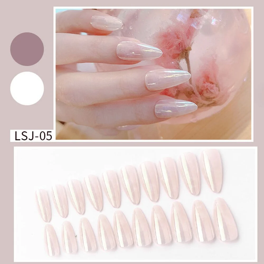 24pcs Gradient Aurora Mirror Design False Nails Long Stiletto Press on Nails Wearable Full Cover Fake Nail Detachable Nail Tips-Nail Inspo