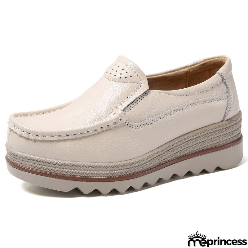 Korean Style Breathable Leather Non-Slip Elegance Women Loafers