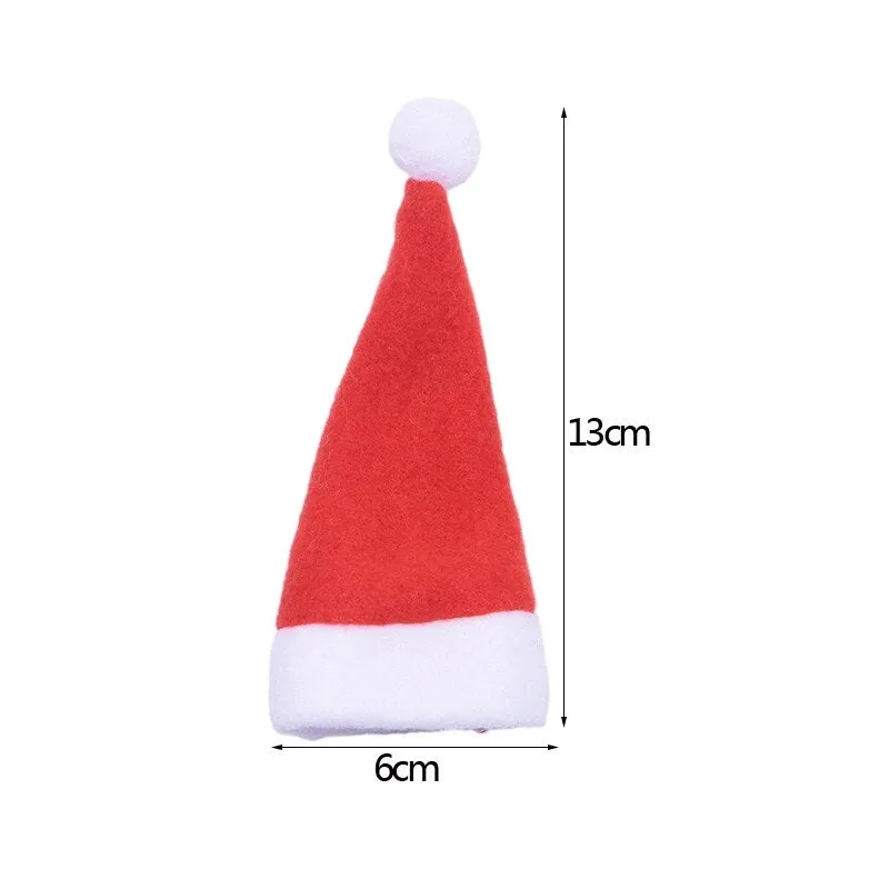 10Pcs Christmas Decorative Tableware Mini Caps Pocket Knife Fork Spoon Holders Christmas Table Decoration for Home Xmas Supplies