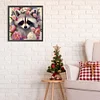 >SALE<5D DIY Full Round Drill Diamond Painting Raccoon Flowers Kit Decor 30x30cm