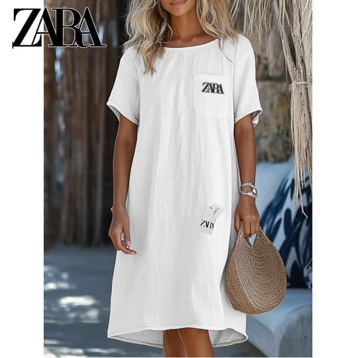 💃Új ZARA 2025-ös stílus - lezser, egyenes szabású női ruha zsebekkel