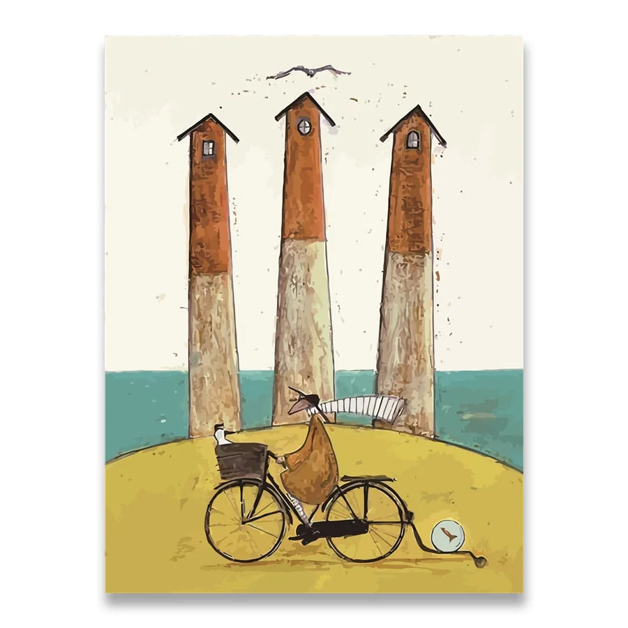 Vintage Nordic Abstract Landscape Love Dogs Pet Canvas Wall Art Paintings Posters and Prints Pictures Living Room Home Decor