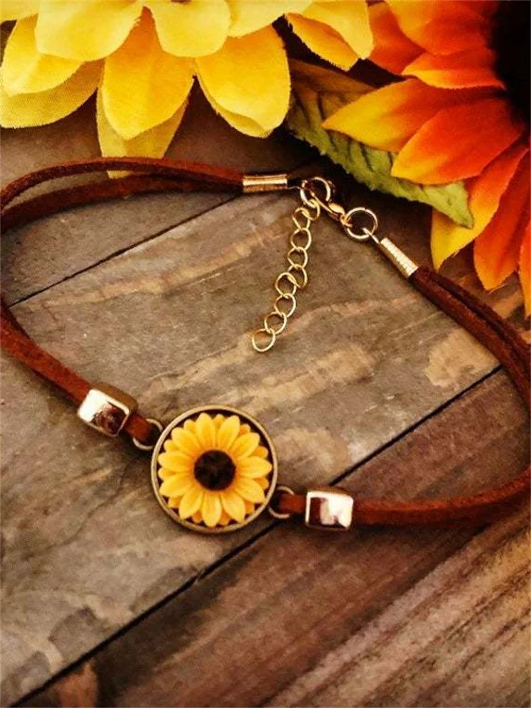 Vintage Sunflower Adjustable Bracelet