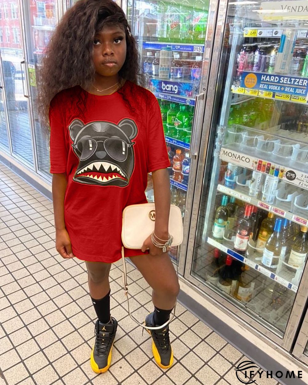 Fashion Personality Cartoon Print T-shirt Dress | IFYHOME