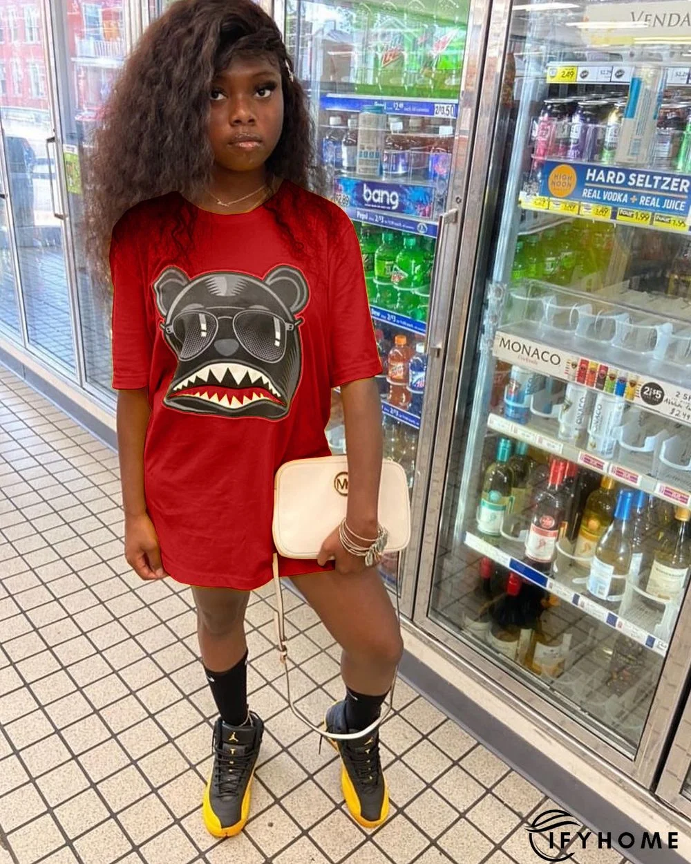 Fashion Personality Cartoon Print T-shirt Dress | IFYHOME