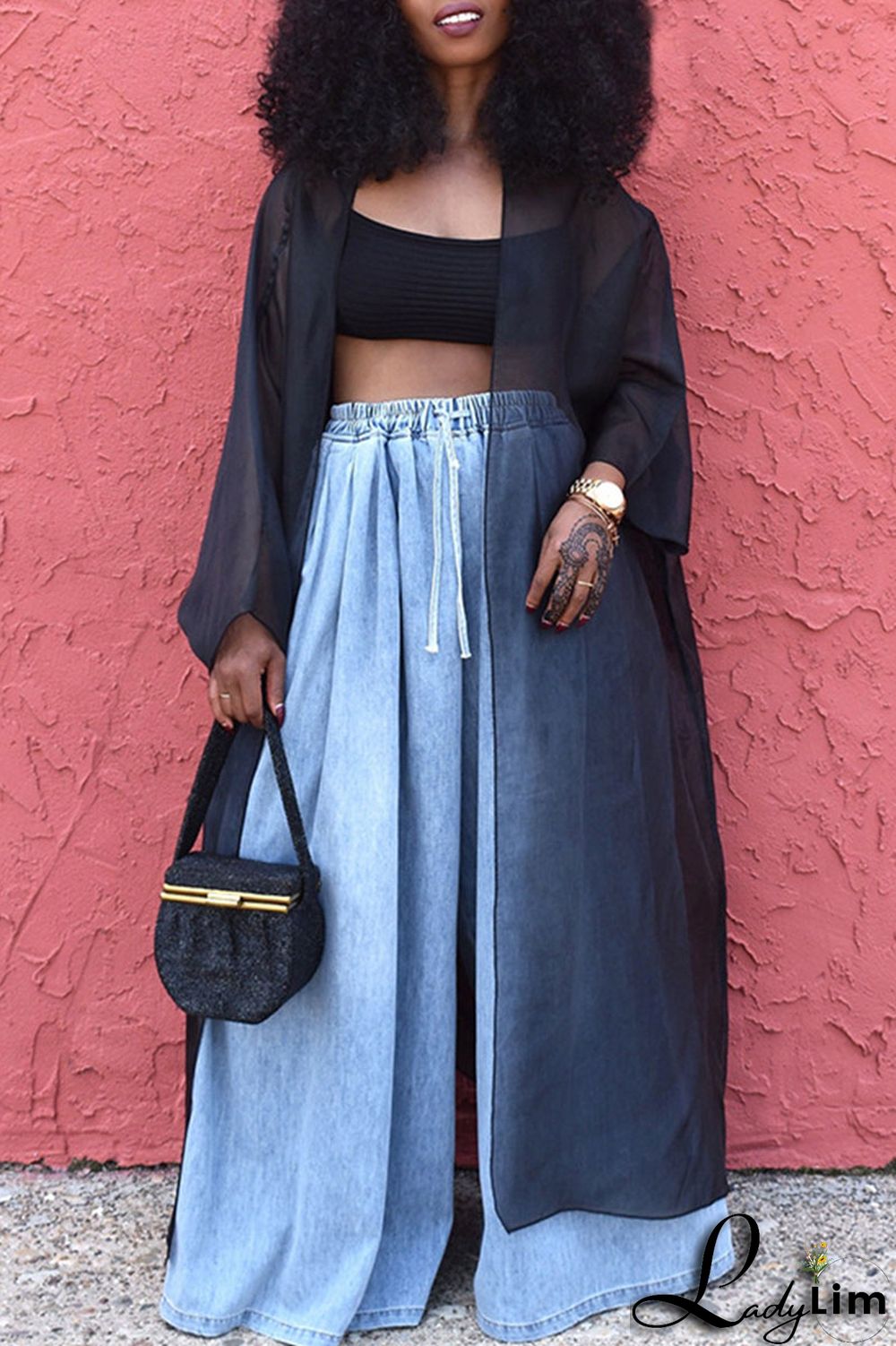 Black Casual Solid Patchwork Outerwear