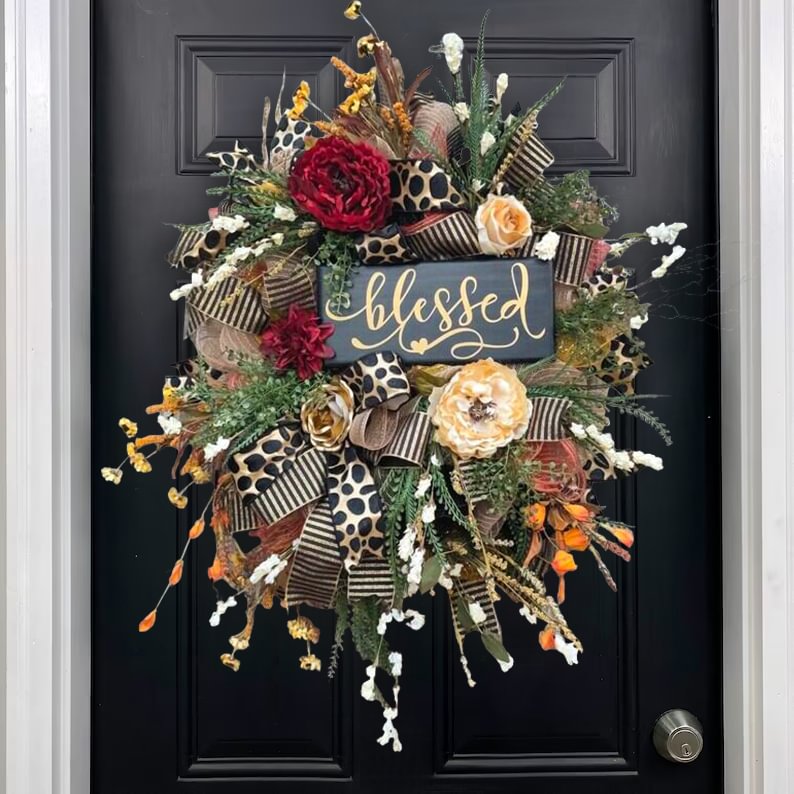 Spring Cheetah Blessed All Season Wreath