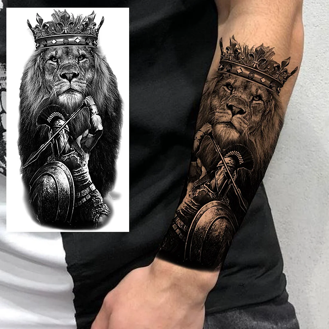 Sdrawing Praying Cross Temporary Tattoos For Men Adults Realistic Wolf Tiger Compass Skull Fake Tattoo Sticker Forearm Tatoos Arm