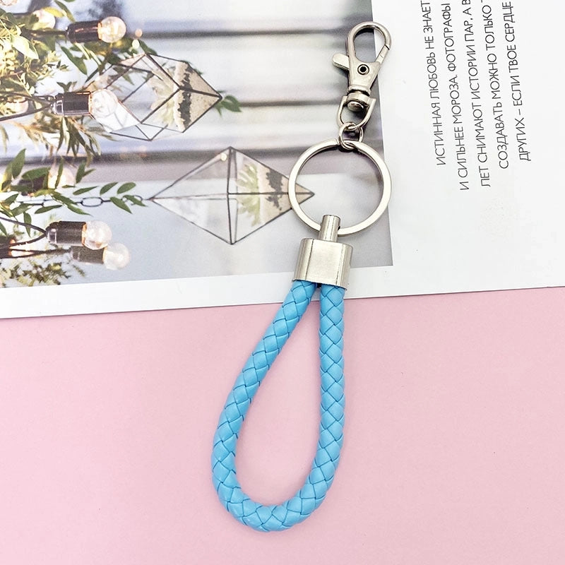 Minimalist Classic Style Solid Color Pu Leather Unisex Bag Pendant Keychain