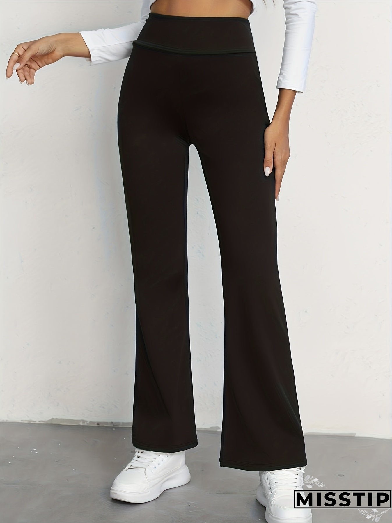 Women's Casual Pant High Waisted Flare Pant Workout Solid Pant