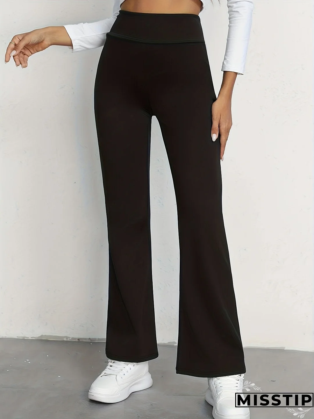 Women's Casual Pant High Waisted Flare Pant Workout Solid Pant