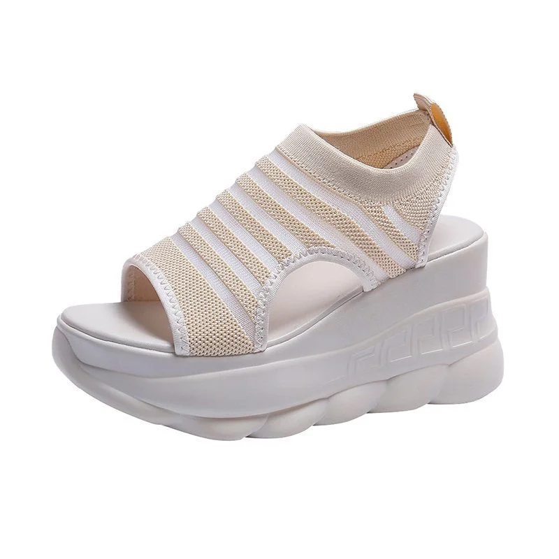 High Quality Women Sandals 2021 New Summer Wedges Platform Shoes High Heels Mesh Breathable Sneakers Sport Sandals Slippers