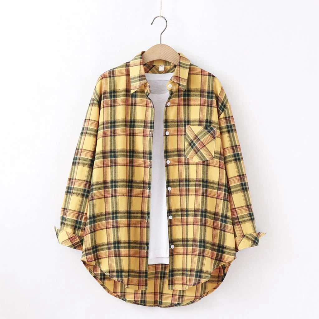 2021 New Women Tops Exquisite Cotton Flannel Plaid Shirt Women Loose Blouses Ladies Long Sleeve Blouse Casual Shirts Blusas