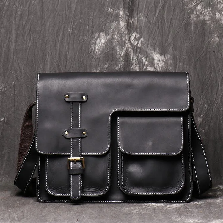 Vintage Handmade Leather Crossbody Messenger Bag