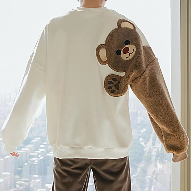 Bear Plush Embroidery Loose Sweatshirt