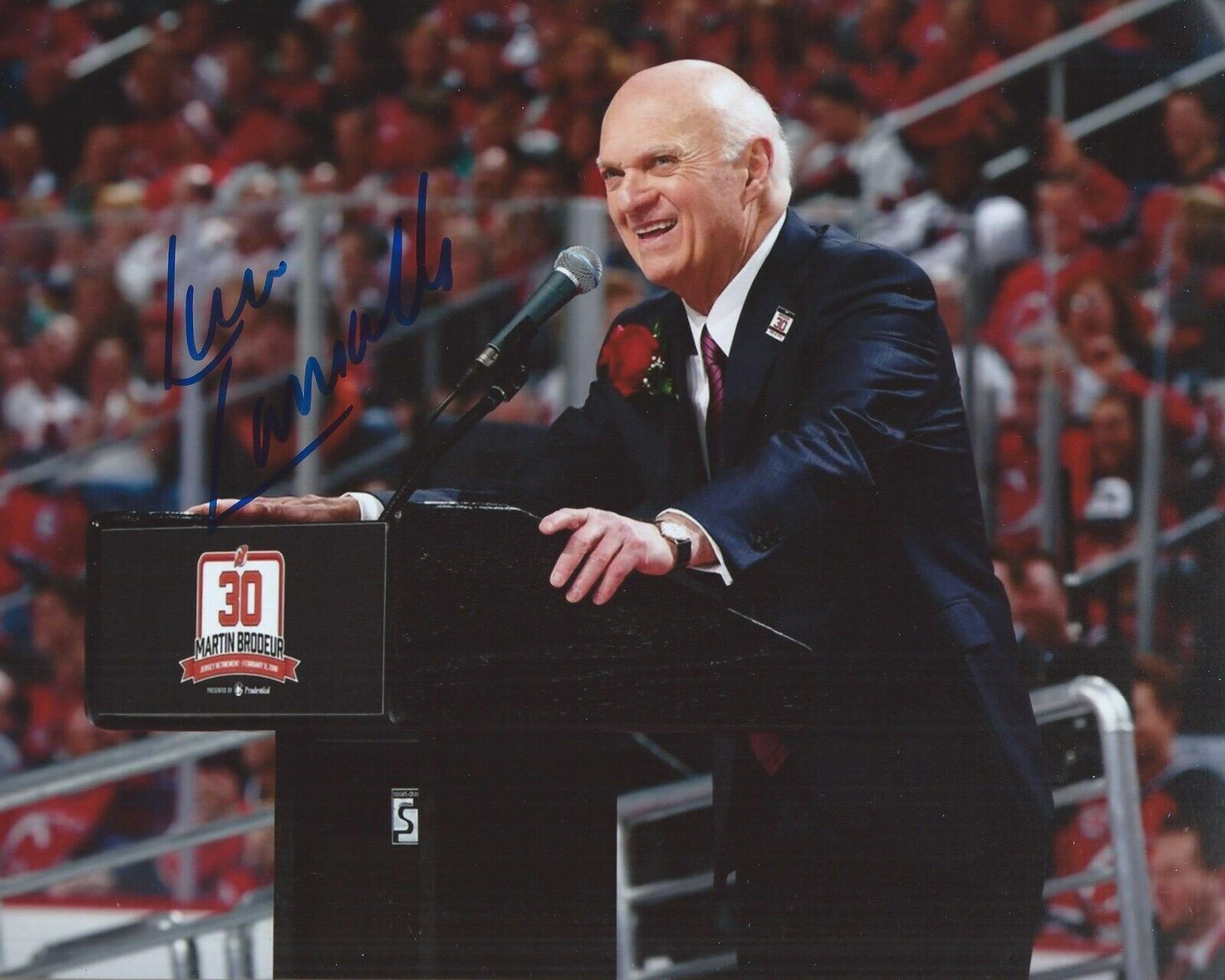 Lou Lamoriello Signed 8x10 Photo Poster painting New Jersey Devils Autographed COA