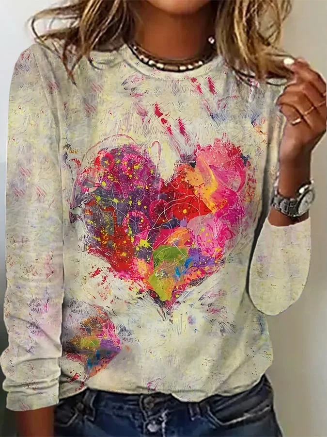 Women's Valentine's Day Heart Print Sweatshirt