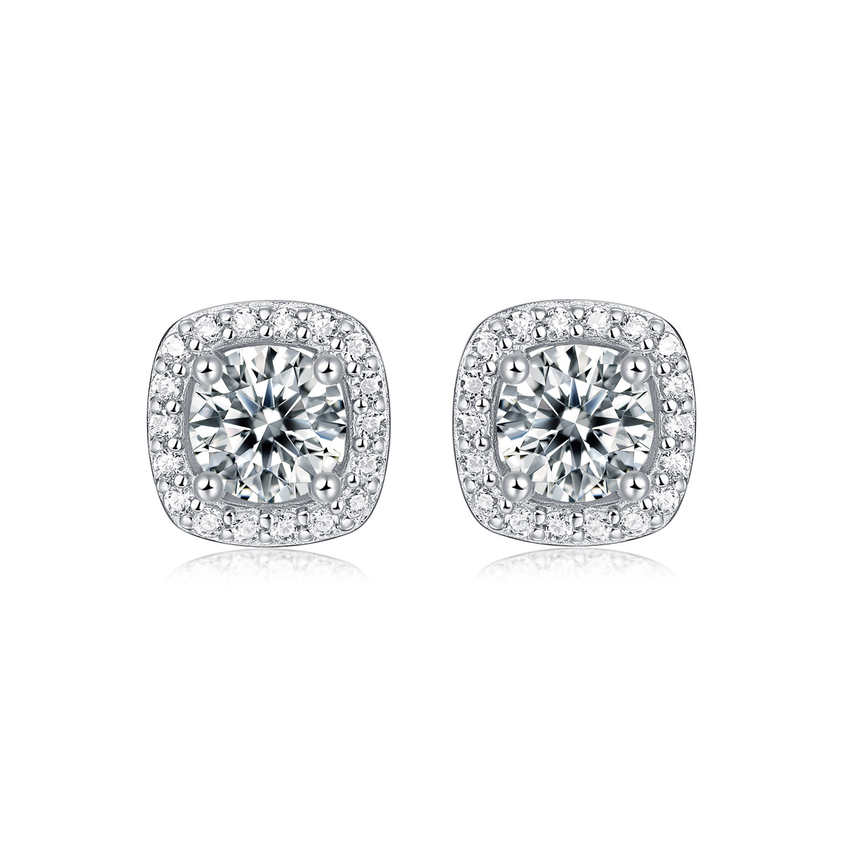 Square  earrings  high-end sense fashion   925 silver Moissanite earrings