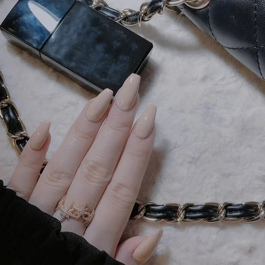 24Pcs Detachable French False Nails Ballerina Wearable Artificial Stiletto Fake Nails DIY Press Glue Full Cover Coffin Nail Tips