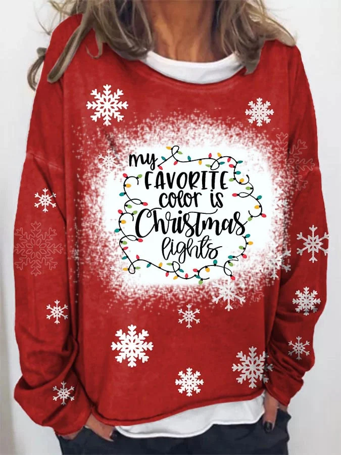Christmas Print Long Sleeve Loose Sweatshirt