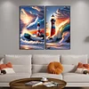 (US Local)2Pack Lighthouse 5D DIY Full Round Drill Big Size Diamond Painting Kit Home Decoration 40x70cm