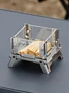 Mini Glass Observation Stand Portable Folding Outdoor Wood Stove Incense Burner