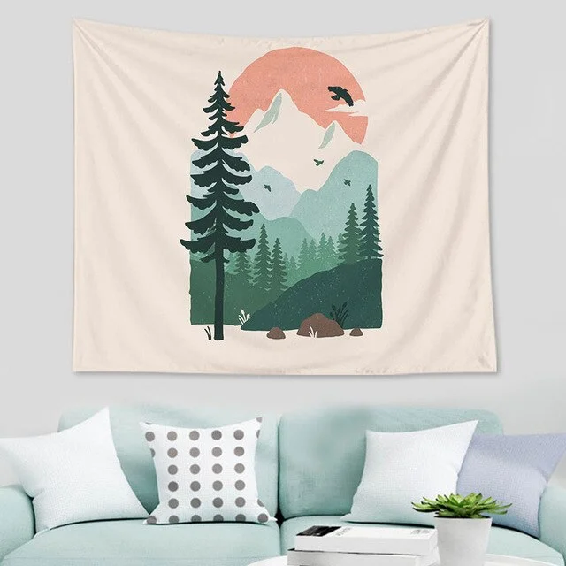 Abstract nordic Geometric Tapestry Tropic Modern Art Brown Wall Hanging ins Tapestry Decorative Tapestry For Home Decoration