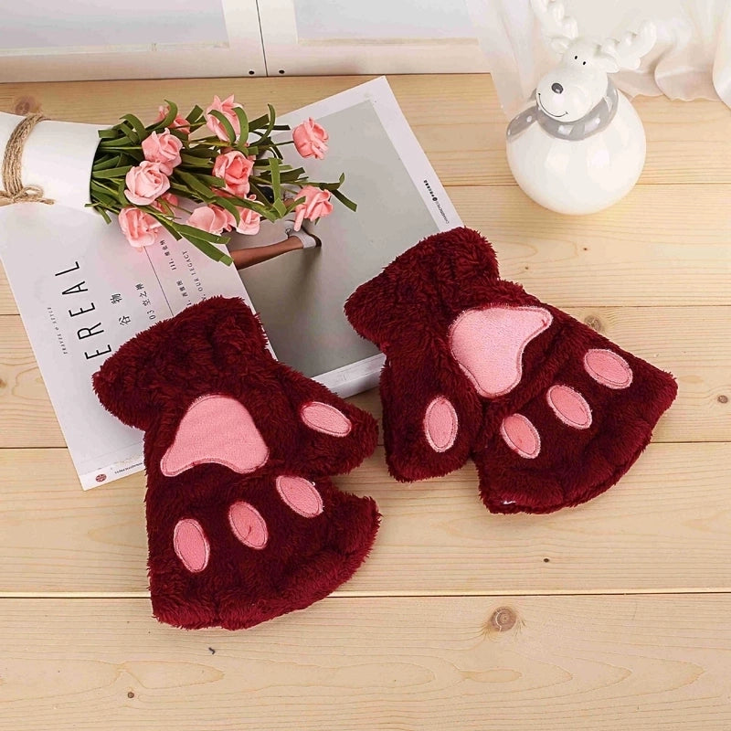 Women’s Cute Cartoon Plush Gloves 1 Pair