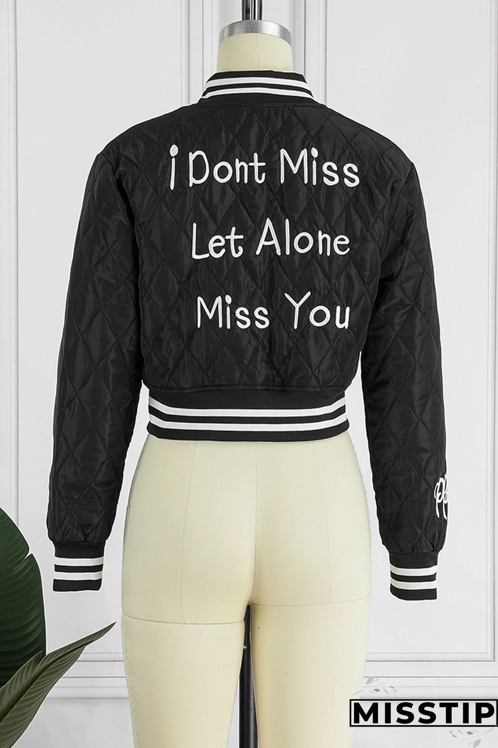 Rose Red Street Print Patchwork Zipper Collar Outerwear