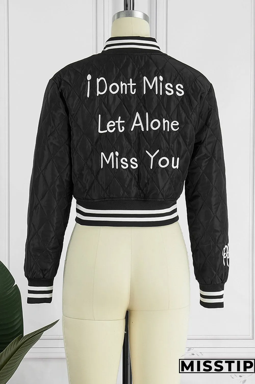 Rose Red Street Print Patchwork Zipper Collar Outerwear