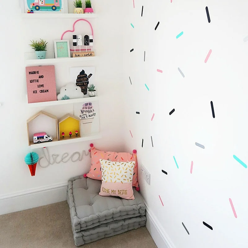 Sprinkles Decorative Stickers Baby Girl Room Wall Sticker For Kids Room Holiday Party Room Decoration Children Wall Stickers