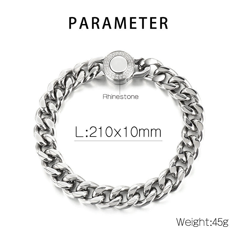 Titanium Steel 18K Gold Plated Hip-Hop Inlay Geometric Rhinestones Bracelets Necklace