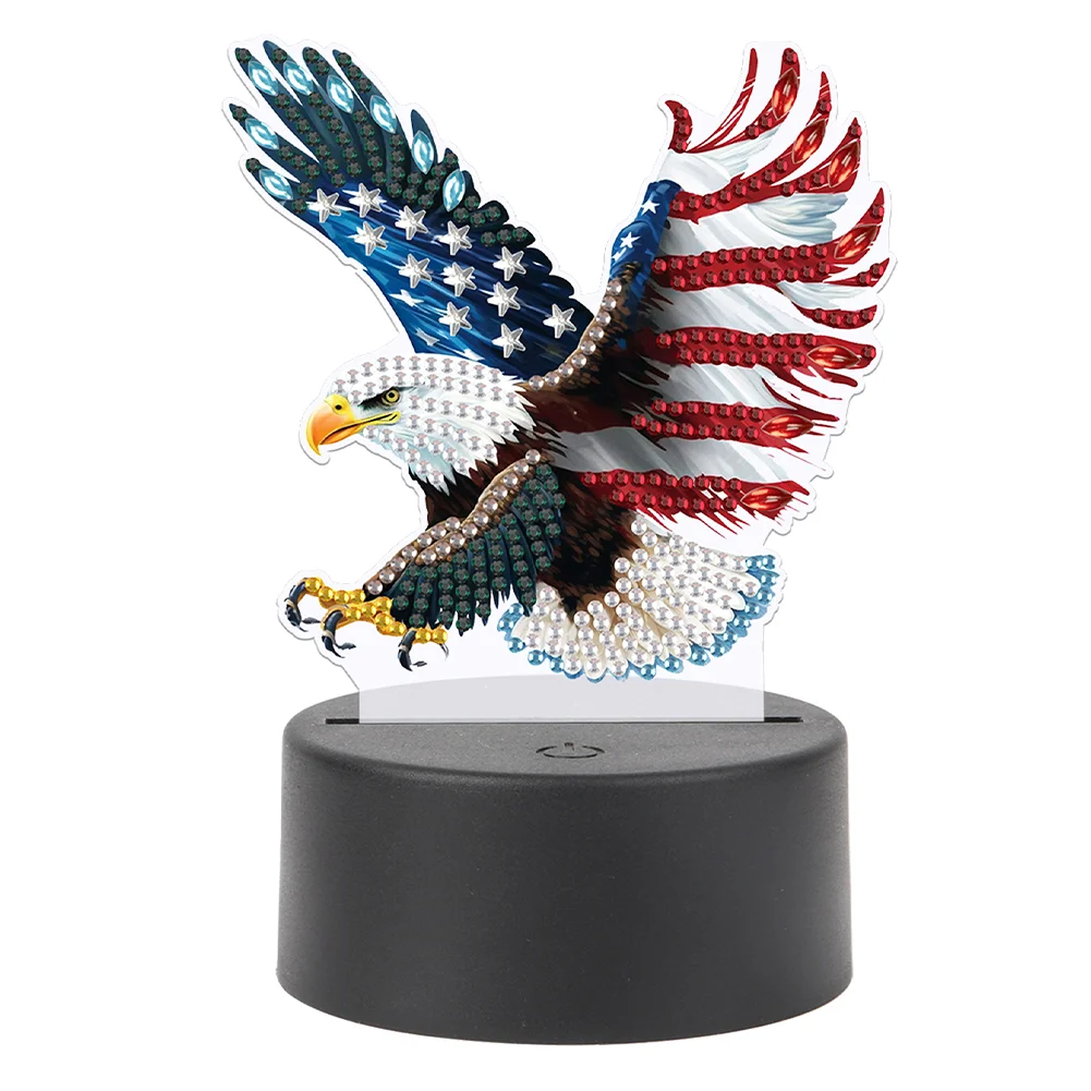 DIY US Flag Eagle Acrylic Diamond Painting Night Light 5D DIY Diamond Painting Lamp