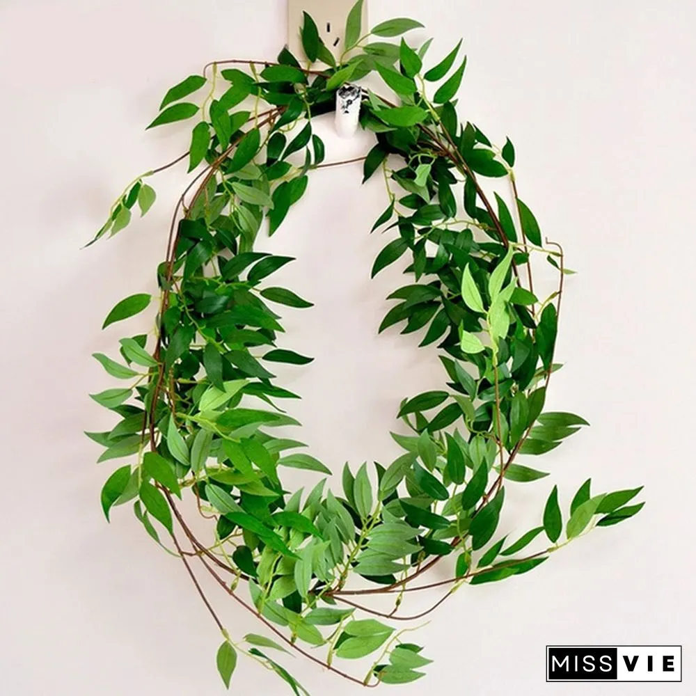 170/100 cm Artificial Willow Leaves Garland Faux Wreath Wedding Backdrop Home Wall Decor 10/8/5/4/2/1 pcs