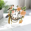 (US Local)Acrylic Special Shape Flower Bird Diamond Painting Clock Ornaments Kit for Home