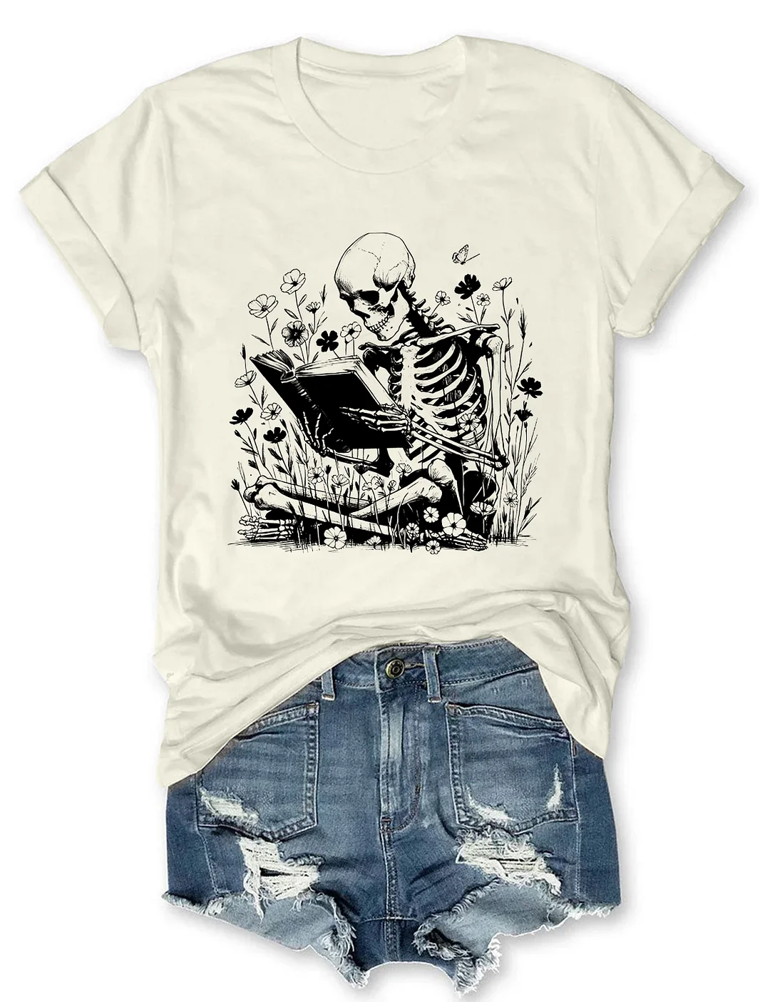 Book Reading Skeleton T-shirt