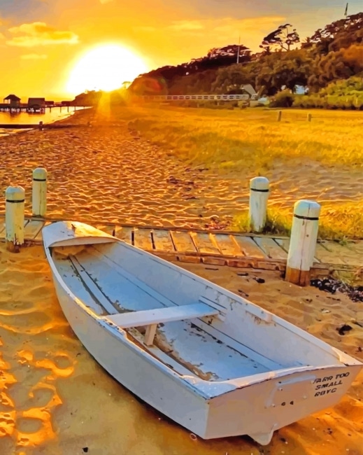 

Boat On Sea Sand – Paint By Numbers - 40*50CM, 501 Original