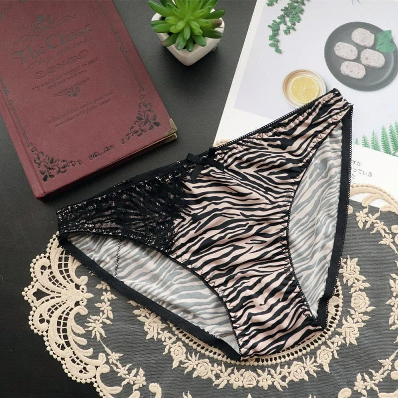 Women's Underwear Sexy Lace Panties Japanese Zebra Pattern Girls Comfort Briefs Low Waist Seamless Underpants Female Lingerie