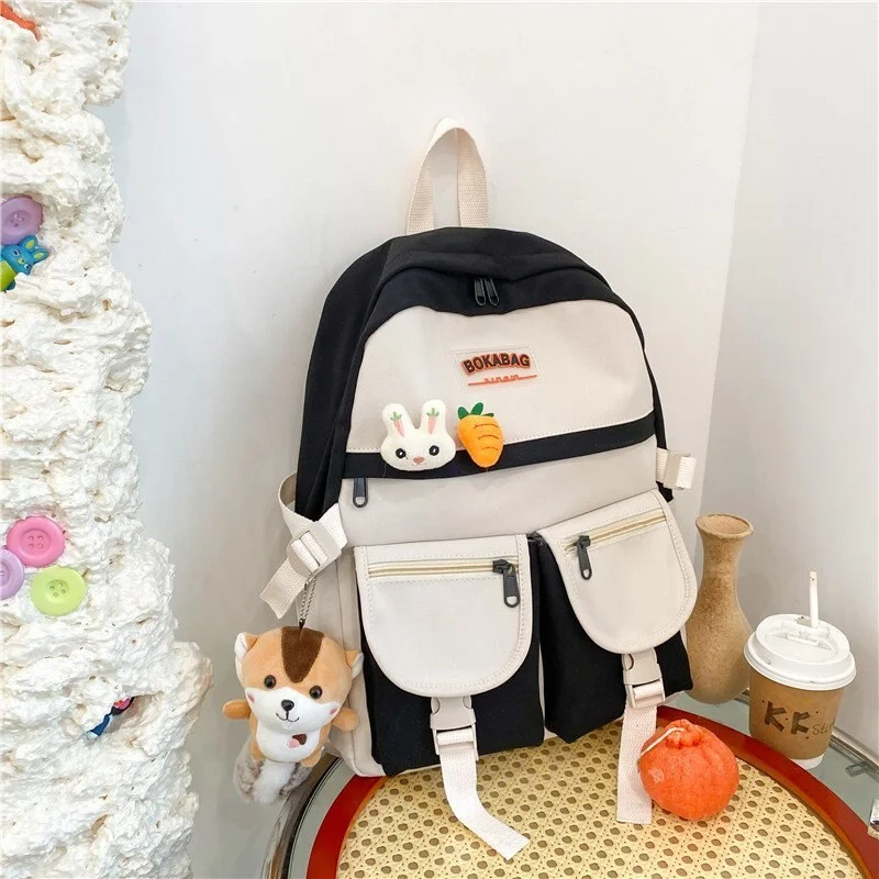 Girl Kawaii Panelled Backpack Fashion Ladies Book Vintage Schoolbag Cute Female Cool Backpack Women Harajuku Student Travel Bag