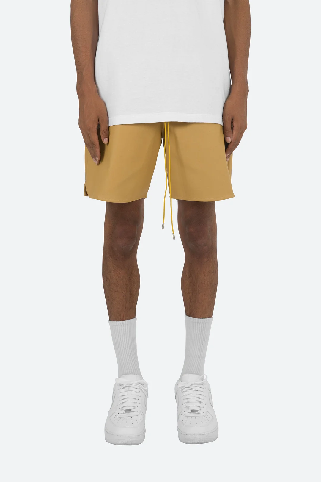 Leather Basketball Shorts - Mustard