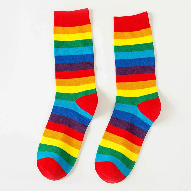Rainbow Colorblock Cotton Ankle Socks - Modakawa Modakawa