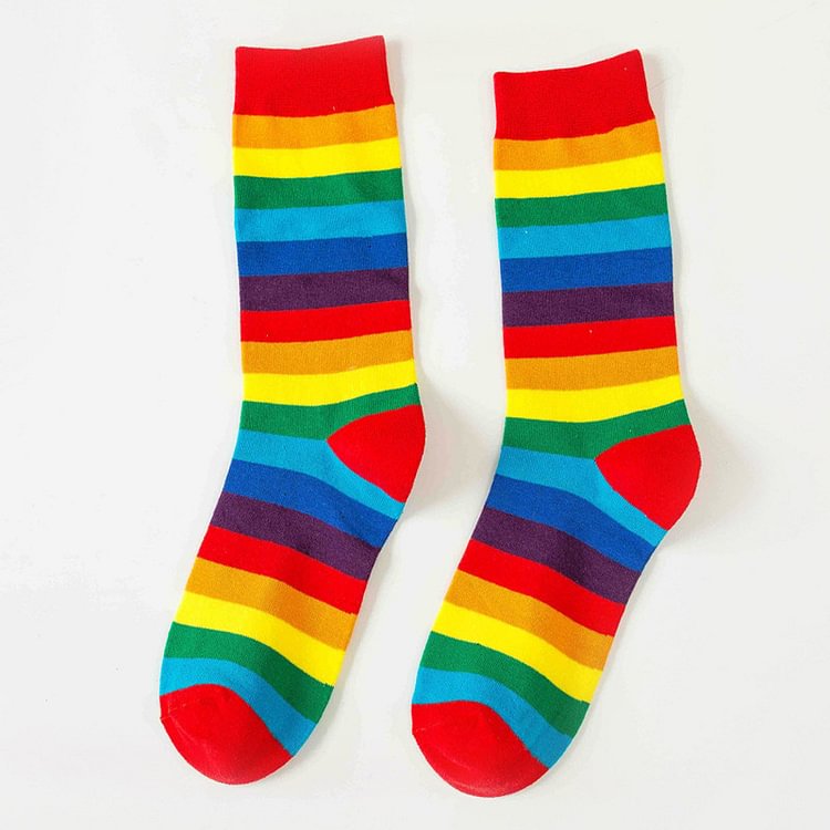 Rainbow Colorblock Cotton Ankle Socks - Modakawa Modakawa