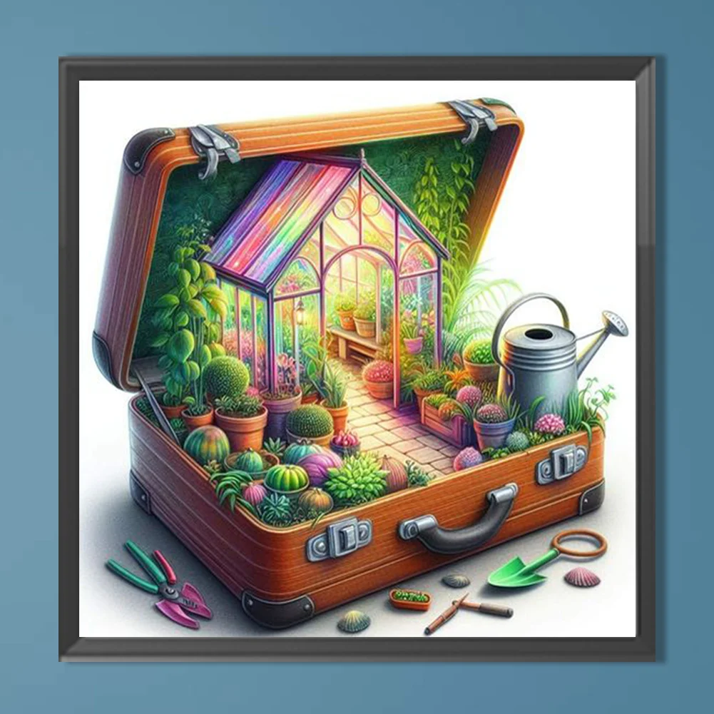 Diamond Painting - Full Round Drill - Garden In Suitcase(Canvas|40*40cm)