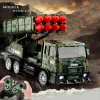 Oversized remote-controlled missile vehicle, simulated tank, can fire projectiles, tracked rocket cannon, military toy car